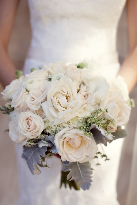 white rose bridal bouquet in vineyard wedding at Sunstone Winery, photo by Ashleigh Taylor Photography white rose bridal bouquet in vineyard wedding at Sunstone Winery, photo by Ashleigh Taylor Photography