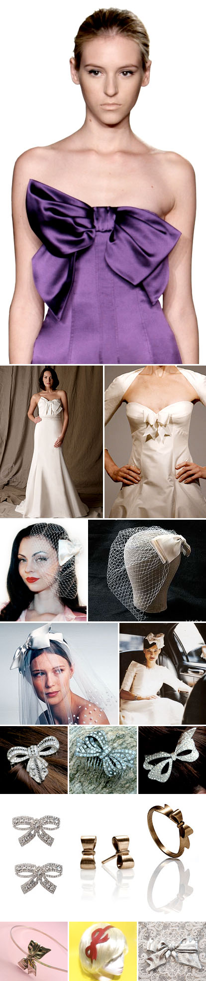 Bow and ribbon accented wedding dresses, veils, jewelry and accessories Bow and ribbon accented wedding dresses, veils, jewelry and accessories