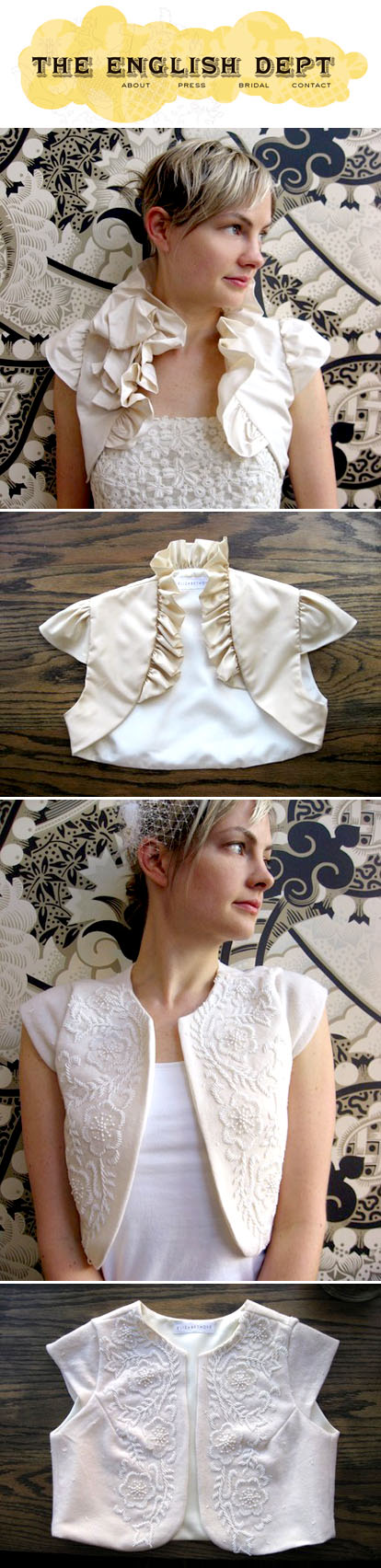 bridal shrugs and boleros by The English Department bridal shrugs and boleros by The English Department