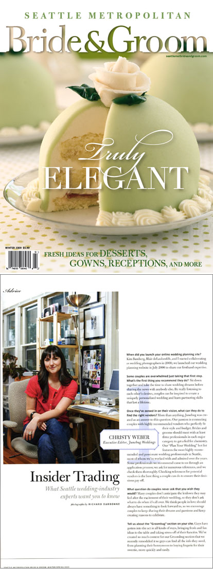 Seattle Met Bride and Groom Magazine, wedding expert interview with Christy Weber of Junebug Weddings Seattle Met Bride and Groom Magazine, wedding expert interview with Christy Weber of Junebug Weddings