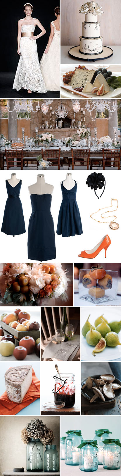 navy blue, cream and orange wedding color palette for a rustic and elegant fall foodie wedding navy blue, cream and orange wedding color palette for a rustic and elegant fall foodie wedding