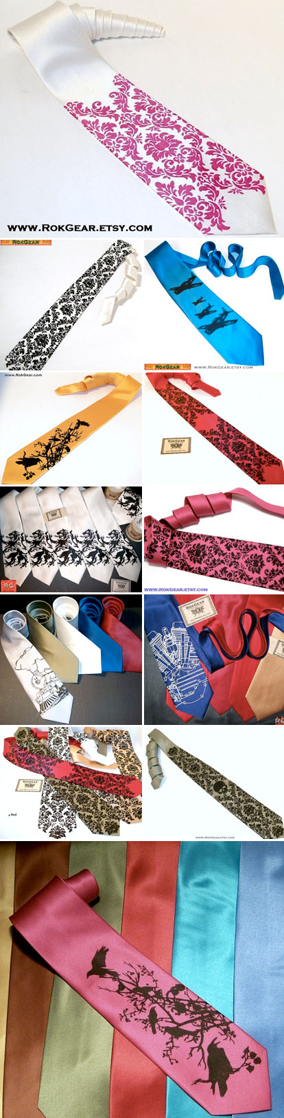 Screen printed wedding neckties from RokGear on Etsy.com Screen printed wedding neckties from RokGear on Etsy.com