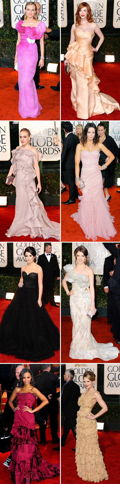 ruffled evening gowns from the 2010 golden globe red carpet ruffled evening gowns from the 2010 golden globe red carpet