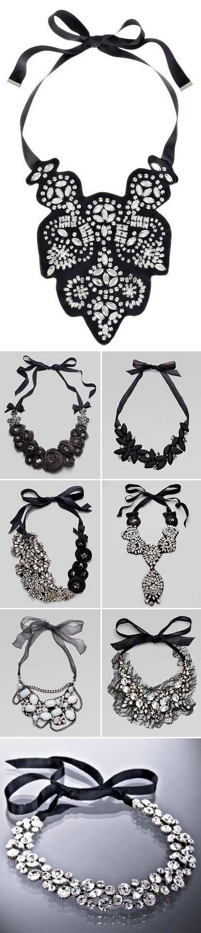 bridal black and white ribbon bib necklaces bridal black and white ribbon bib necklaces