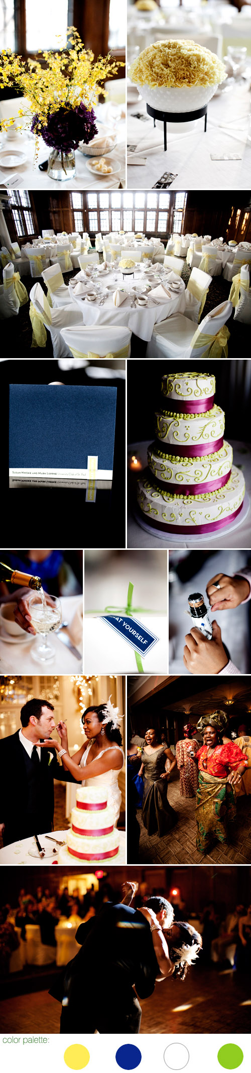 St Paul, Minnesota spring real wedding reception, yellow and blue color palette, images by Eliesa Johnson of Photogen St Paul, Minnesota spring real wedding reception, yellow and blue color palette, images by Eliesa Johnson of Photogen