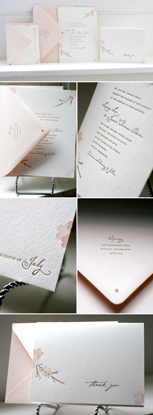 cherry blossom wedding letterpress invitations designed by Tara Bliven of Ephemera Letterpress cherry blossom wedding letterpress invitations designed by Tara Bliven of Ephemera Letterpress