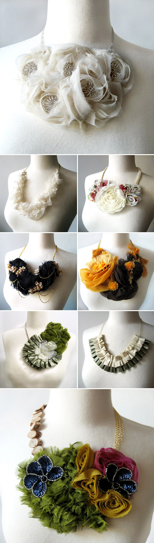 bold, stylish bridal neclaces with fabric flowers from PD Couture by Prismera Design bold, stylish bridal neclaces with fabric flowers from PD Couture by Prismera Design