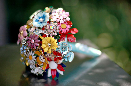 colorful vintage brooch bridal bouquets from Fantasy Floral colorful vintage brooch bridal bouquets from Fantasy Floral