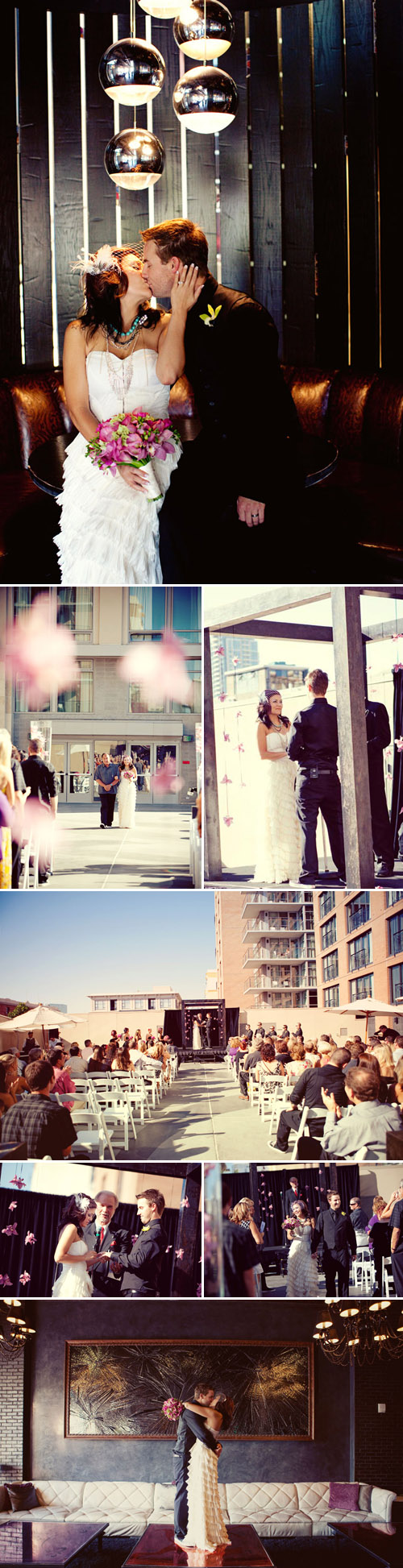 San Diego Hard Rock Hotel real wedding ceremony, pink and black wedding color palette, images by Sarah Yates Photography San Diego Hard Rock Hotel real wedding ceremony, pink and black wedding color palette, images by Sarah Yates Photography