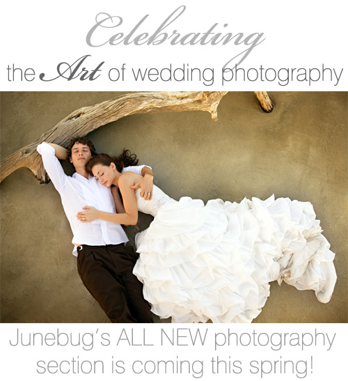 Junebug's all new wedding photography section, launching spring 2010! Image by Bob and Dawn Davis Junebug's all new wedding photography section, launching spring 2010! Image by Bob and Dawn Davis