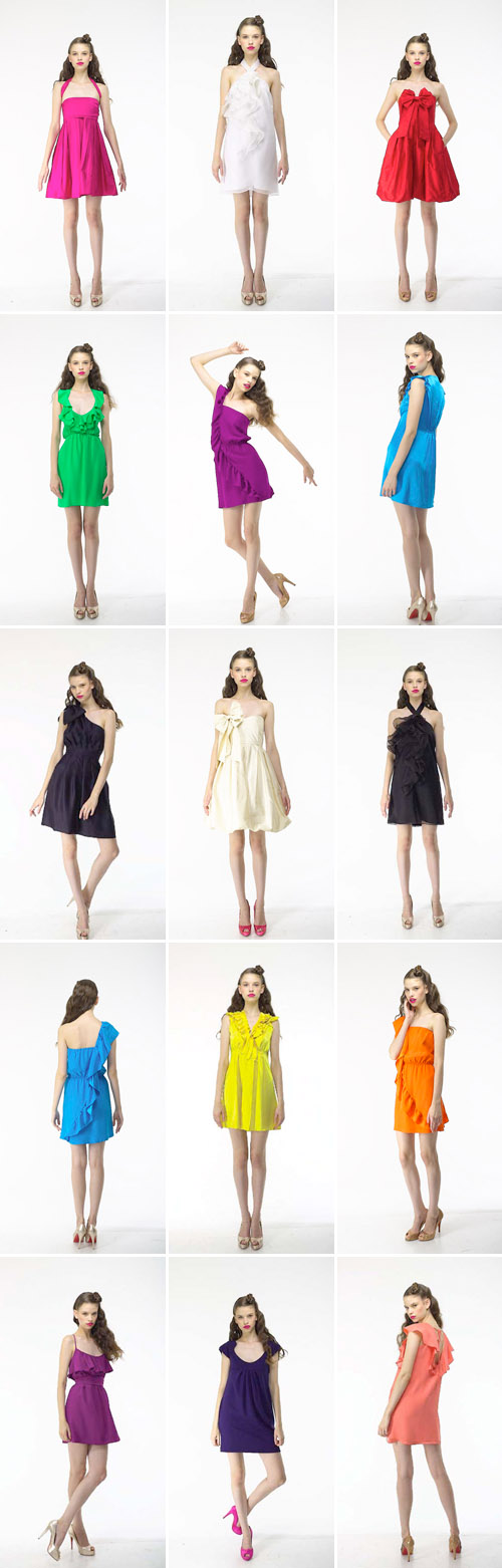 colorful modern bridesmaids dresses from kara janx, project runway season 2 finalist colorful modern bridesmaids dresses from kara janx, project runway season 2 finalist
