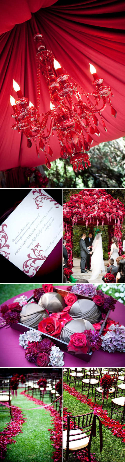 Luxurious vintage meets modern, red jewel tone wedding ceremony designed by Kristin Banta Events, images by David Michael Photography Luxurious vintage meets modern, red jewel tone wedding ceremony designed by Kristin Banta Events, images by David Michael Photography