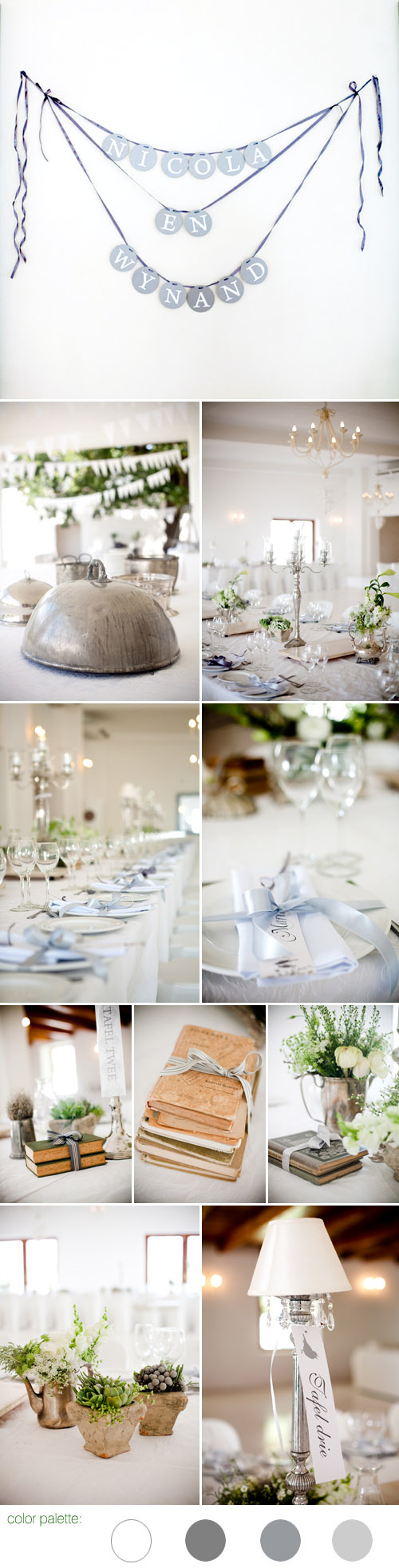 omantic vintage inspired real wedding in south africa, white, gray and silver wedding color palette and table decor, images by Christine Meintjes romantic vintage inspired real wedding in south africa, white, gray and silver wedding color palette and table decor, images by Christine Meintjes
