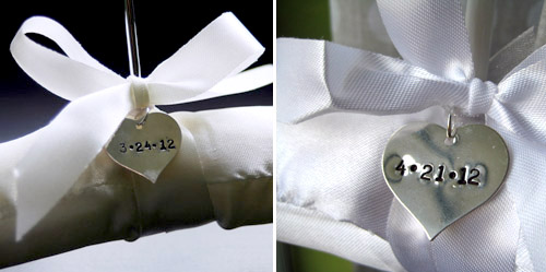 Bridal Hangers with Date Charms From Wedding Hanger Shop | Junebug Weddings Bridal Hangers with Date Charms From Wedding Hanger Shop | Junebug Weddings