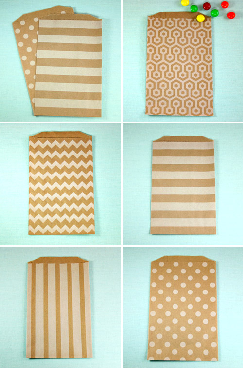 colorful chevron, stripe and polka dot printed paper wedding favor bags from Whisker Graphics colorful chevron, stripe and polka dot printed paper wedding favor bags from Whisker Graphics