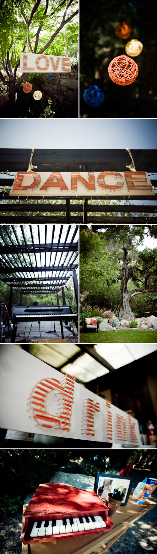 creative diy yarn decor at a music inspired outdoor summer wedding at Calliote Canyon, Ojai, CA, photos by Viera Photographics creative diy yarn decor at a music inspired outdoor summer wedding at Calliote Canyon, Ojai, CA, photos by Viera Photographics
