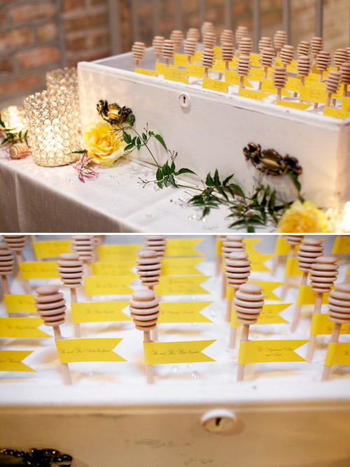Honey Bee Wedding Decor by Greatest Expectations, photos by Simply Jessie Photography | Junebug Weddings Honey Bee Wedding Decor by Greatest Expectations, photos by Simply Jessie Photography | Junebug Weddings