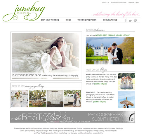 Junebug Weddings homepage redesign 2012 Junebug Weddings homepage redesign 2012