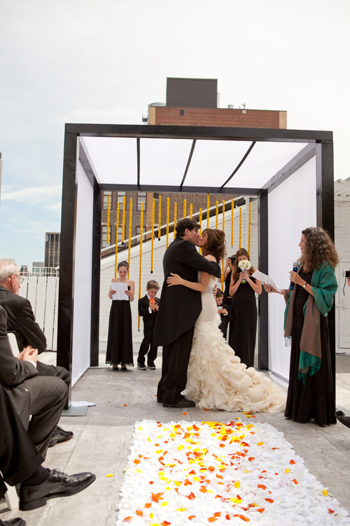bright black, white, orange and yellow modern NYC loft wedding, photos by Image Singuliere via JunebugWeddings.com bright black, white, orange and yellow modern NYC loft wedding, photos by Image Singuliere via JunebugWeddings.com