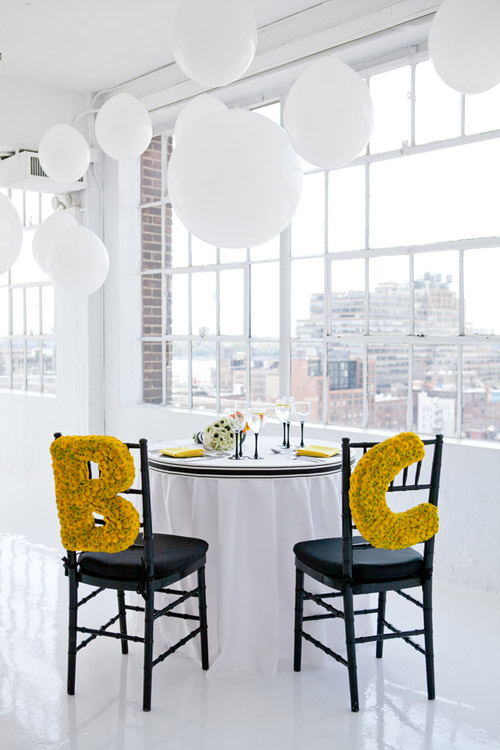 bright black, white, orange and yellow modern NYC loft wedding, photos by Image Singuliere via JunebugWeddings.com bright black, white, orange and yellow modern NYC loft wedding, photos by Image Singuliere via JunebugWeddings.com
