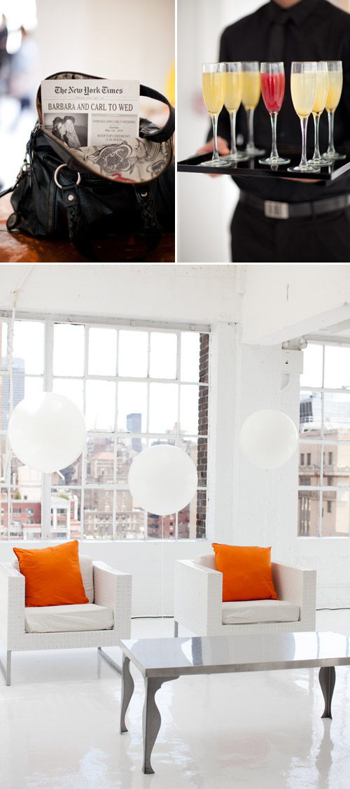 bright black, white, orange and yellow modern NYC loft wedding, photos by Image Singuliere via JunebugWeddings.com bright black, white, orange and yellow modern NYC loft wedding, photos by Image Singuliere via JunebugWeddings.com