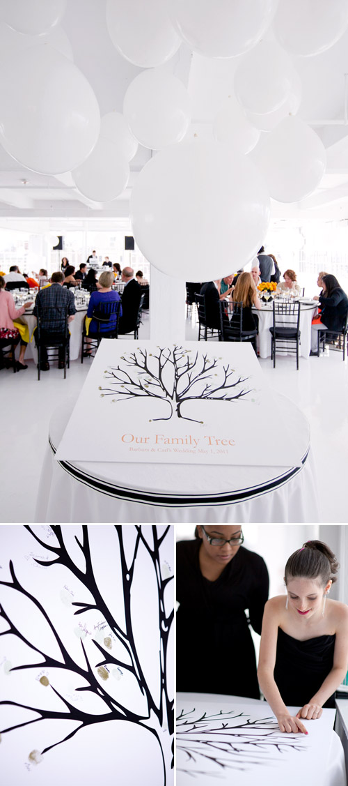 bright black, white, orange and yellow modern NYC loft wedding, photos by Image Singuliere via JunebugWeddings.com bright black, white, orange and yellow modern NYC loft wedding, photos by Image Singuliere via JunebugWeddings.com