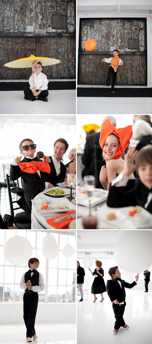 bright black, white, orange and yellow modern NYC loft wedding, photos by Image Singuliere via JunebugWeddings.com bright black, white, orange and yellow modern NYC loft wedding, photos by Image Singuliere via JunebugWeddings.com