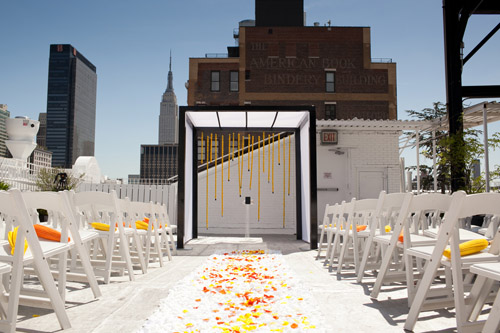 bright black, white, orange and yellow modern NYC loft wedding, photos by Image Singuliere via JunebugWeddings.com bright black, white, orange and yellow modern NYC loft wedding, photos by Image Singuliere via JunebugWeddings.com