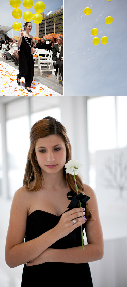 bright black, white, orange and yellow modern NYC loft wedding, photos by Image Singuliere via JunebugWeddings.com bright black, white, orange and yellow modern NYC loft wedding, photos by Image Singuliere via JunebugWeddings.com