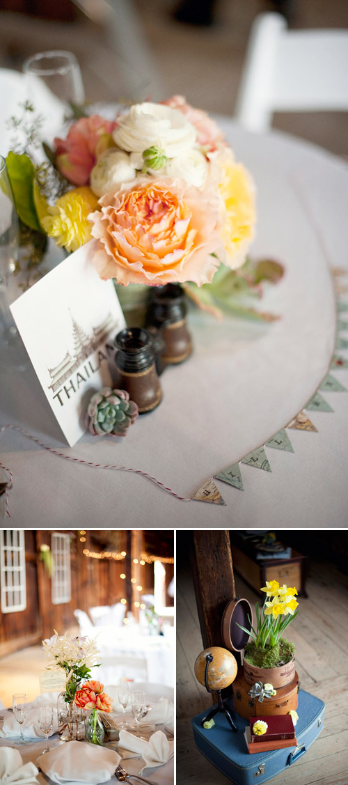 Country barn wedding with vintage travel theme - Justin and Mary Photography | Junebug Weddings Country barn wedding with vintage travel theme - Justin and Mary Photography | Junebug Weddings