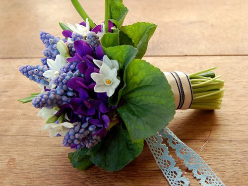 Violets and Grape Hyacinth Bouquet by Studio Choo Violets and Grape Hyacinth Bouquet by Studio Choo