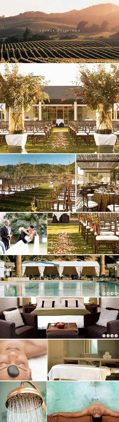 Solage, Calistoga California wine country wedding ceremony and wedding reception venue, hotel and spa