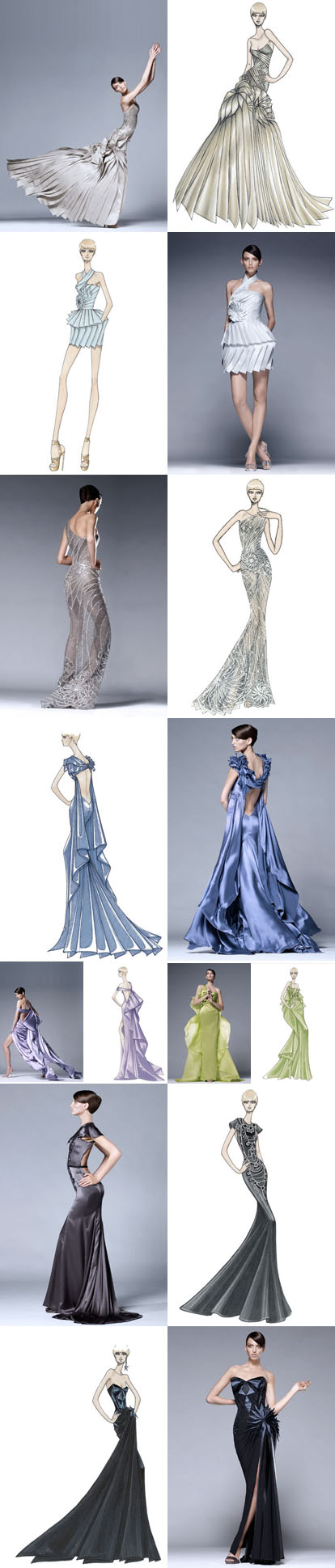 Altlier Versace couture dresses and design sketches by Donatella Versace Altlier Versace couture dresses and design sketches by Donatella Versace