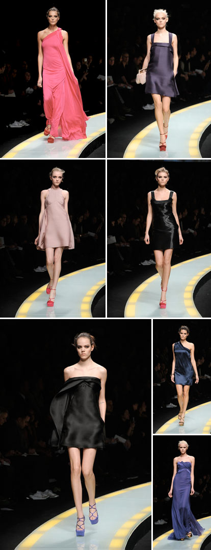 Versace fall 08 ready to wear collection, bright shoes and dresses for weddings Versace fall 08 ready to wear collection, colorful shoes and dresses for weddings