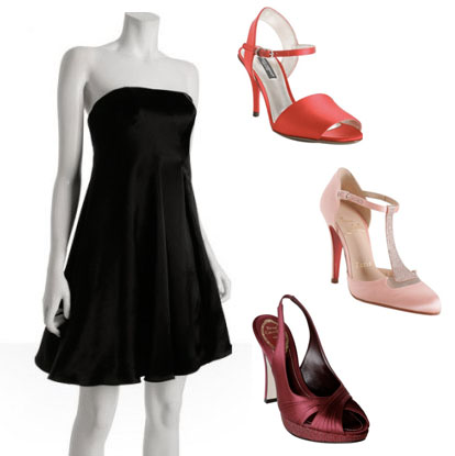 black, red and pink bridesmaids dresses and shoes black, red and pink bridesmaids dresses and shoes