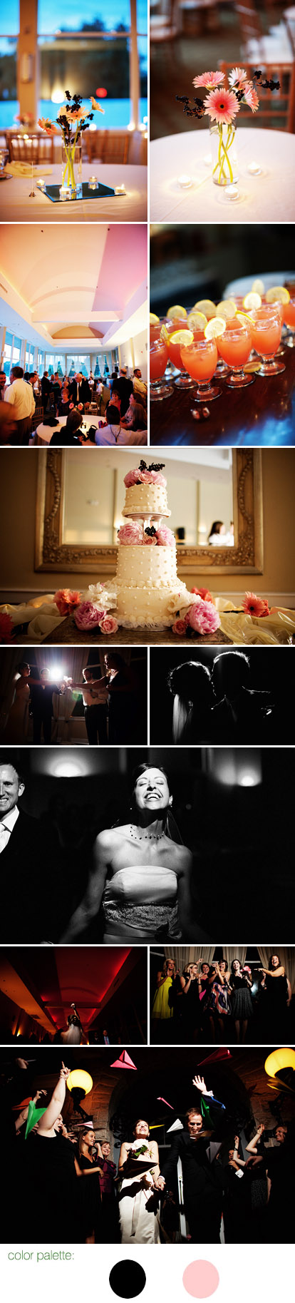 Atlanta, Georgia real wedding reception at The Piedmont Room, pink and black wedding color palette, photography by Poser Image Atlanta, Georgia real wedding reception at The Piedmont Room, pink and black wedding color palette, photography by Poser Image