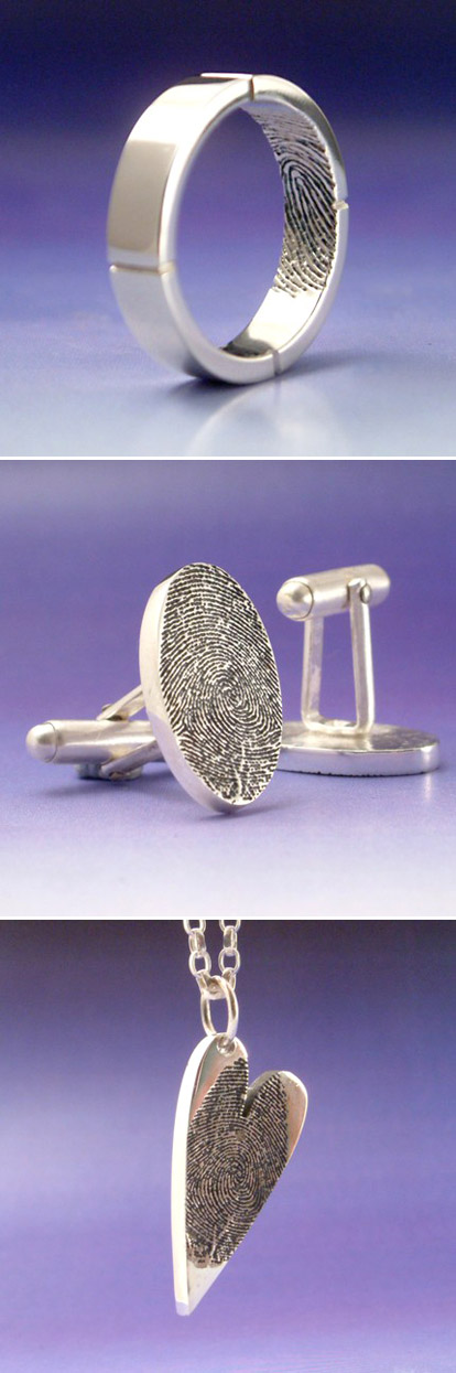 Custom wedding gifts, fingerprint wedding rings, cuff links and necklaces from Chris Parry Custom wedding gifts, fingerprint wedding rings, cuff links and necklaces from Chris Parry