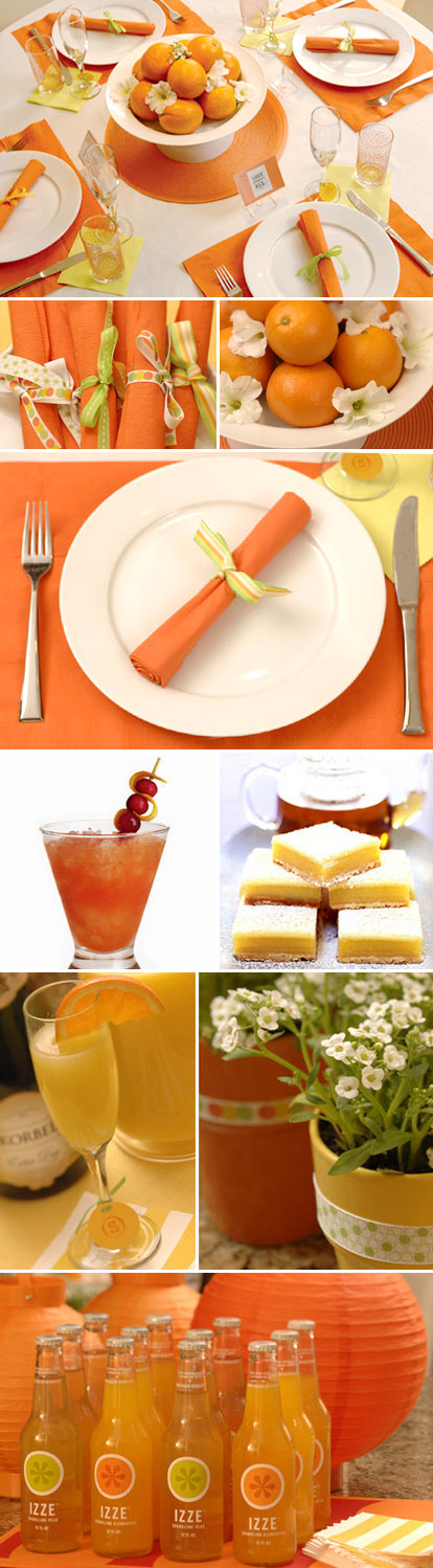 Bright orange citrus themed bridal shower from HWTM.com Bright orange citrus themed bridal shower from HWTM.com