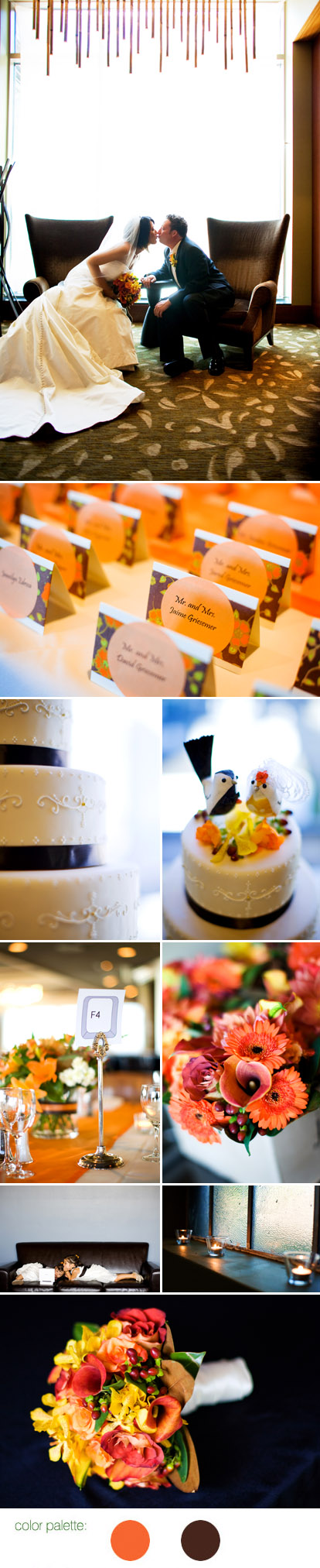 Orange and chocolate brown wedding color palette, Images by GH Kim Photography Orange and chocolate brown wedding color palette, Images by GH Kim Photography