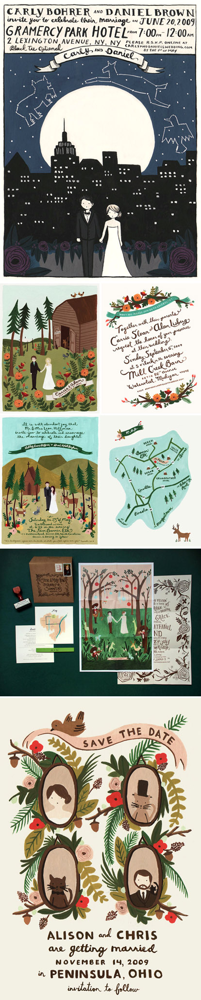Custom wedding invitations and save-the-dates by Anna Bond of Rifle Paper Company Custom wedding invitations and save-the-dates by Anna Bond of Rifle Paper Company