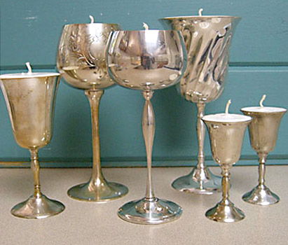 DIY vintage goblet votives for a wedding from Sunset magazine DIY vintage goblet votives for a wedding from Sunset magazine