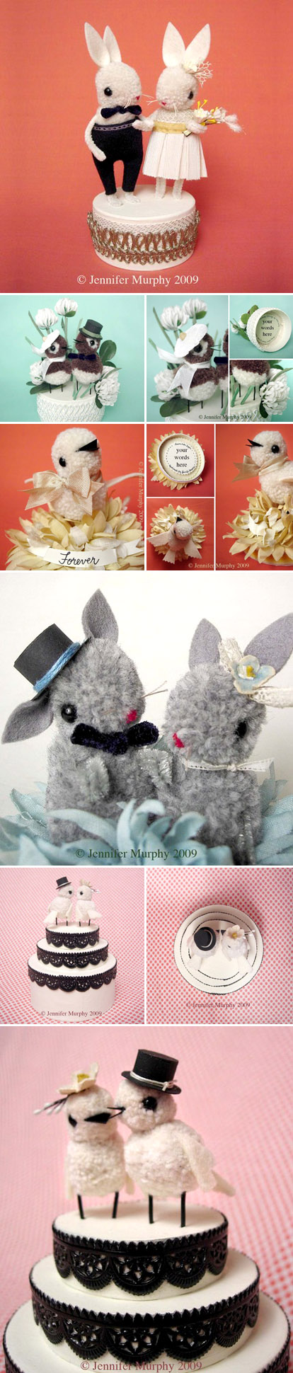 Vintage inspired hand made wedding cake toppers by Jennifer Murphy Vintage inspired hand made wedding cake toppers by Jennifer Murphy