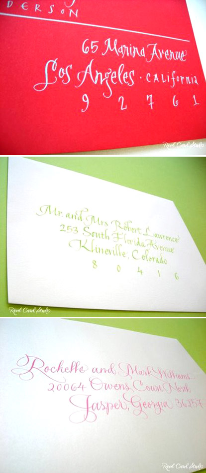 Colorful calligraphy and bright red envelopes for wedding invitations from Real Card Studio Colorful calligraphy and bright red envelopes for wedding invitations from Real Card Studio