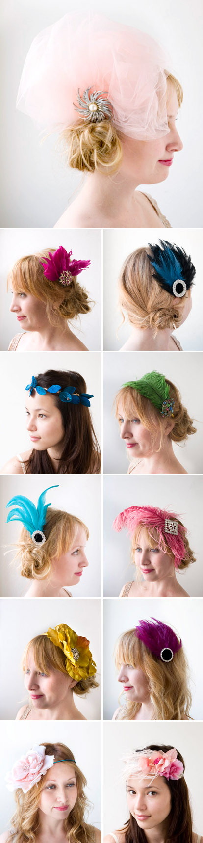 colorful, alternative wedding hair accessories, flowers, feathers, headbands by Ban.do colorful, alternative wedding hair accessories, flowers, feathers, headbands by Ban.do