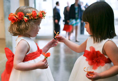 red, orange and white dressed flower girls, image by John and Joseph Photography red, orange and white dressed flower girls, image by John and Joseph Photography