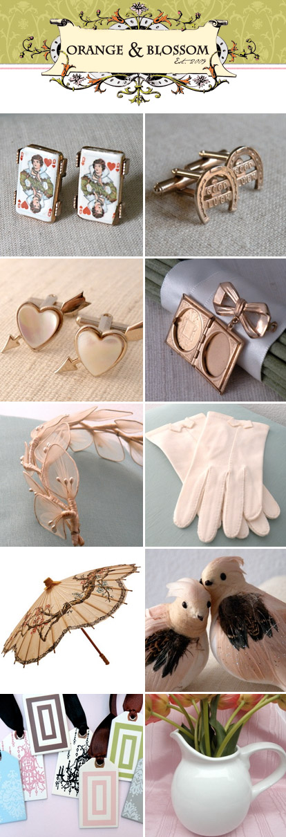 vintage wedding decor, favors and fashion accessories from Orange and Blossom vintage wedding decor, favors and fashion accessories from Orange and Blossom