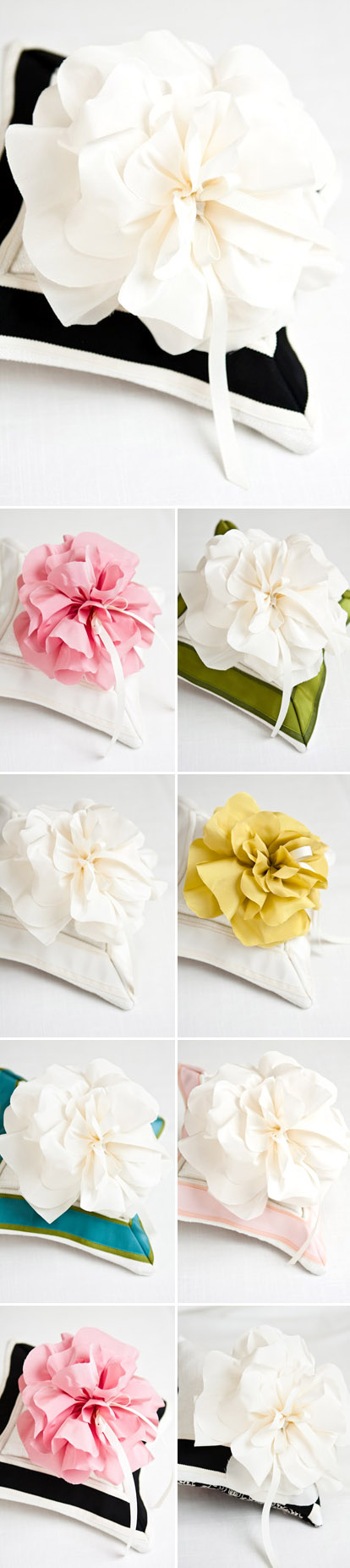Pretty over sized fabric flower wedding ring bearer pillows from Maihar Design Pretty over sized fabric flower wedding ring bearer pillows from Maihar Design