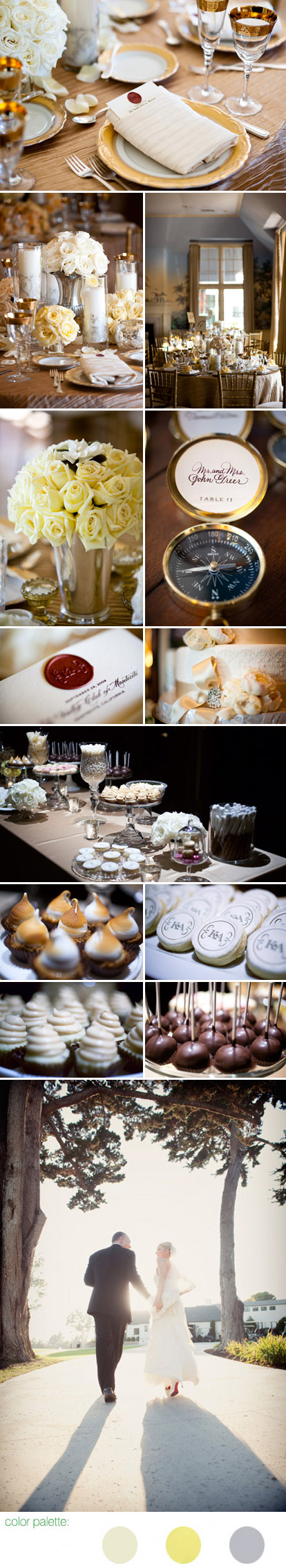 Elegant Santa Barbara real wedding decor details, wedding flowers and tabletop decor in a cream, silver and gold wedding color palette, photographed by Boutwell Studio Elegant Santa Barbara real wedding decor details, wedding flowers and tabletop decor in a cream, silver and gold wedding color palette, photographed by Boutwell Studio