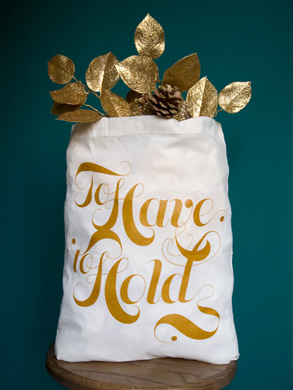 Limited edition gold print To Have and To Hold tote bag from Melangerie Limited edition gold print To Have and To Hold tote bag from Melangerie