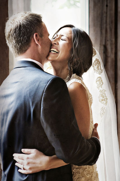 The bride and groom's first look, seeing eachother before the wedding, image by Joy Marie Photography The bride and groom's first look, seeing eachother before the wedding, image by Joy Marie Photography